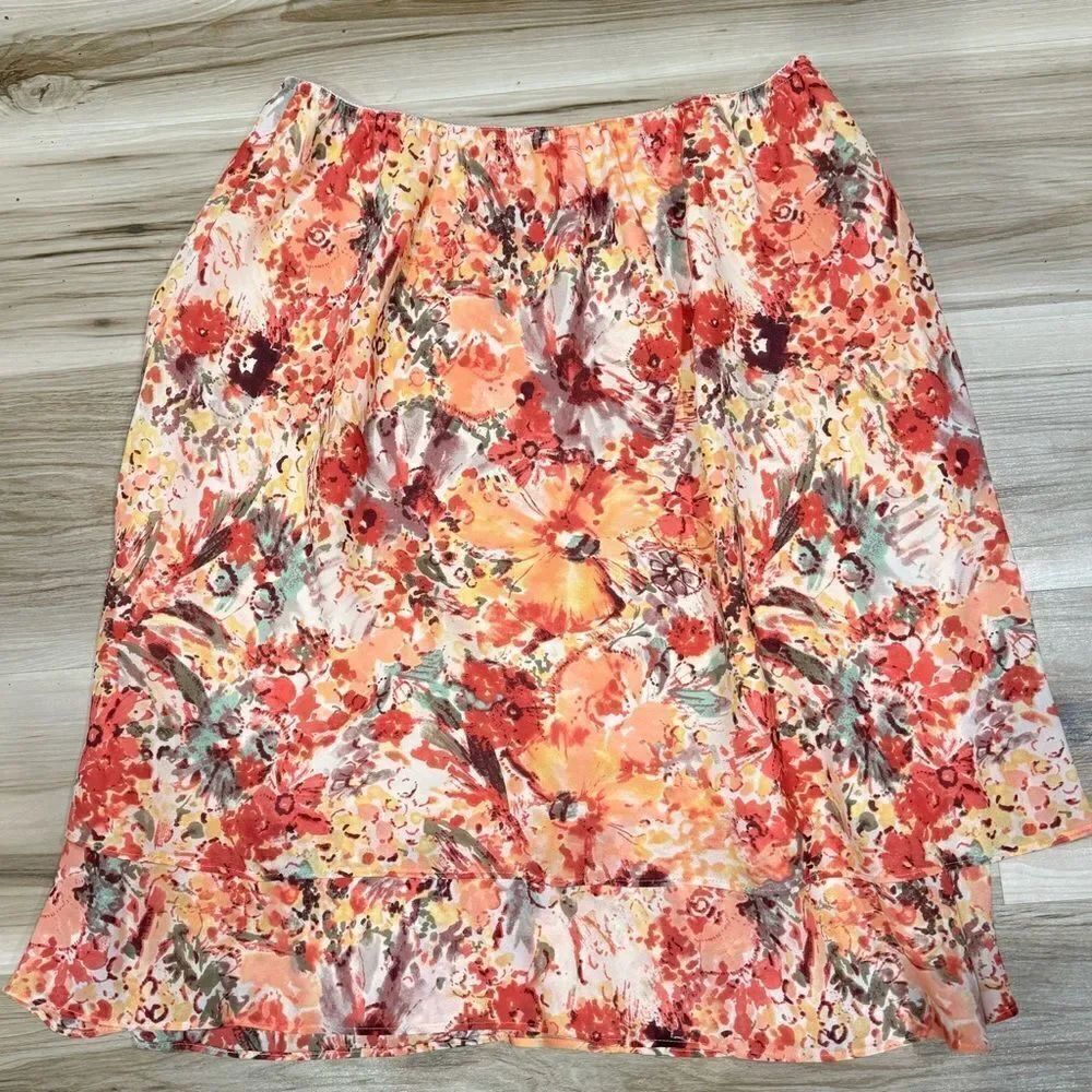 Norton Mcnaughton Orange Lined Midi Skirt Women’s Large